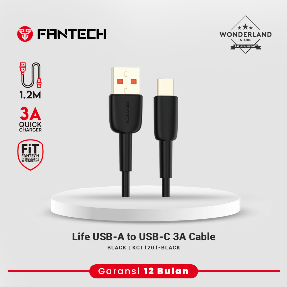 Fantech Duralink Kabel Data USB-A to USB-C 3A Fast Charging 1.2M KCT1201