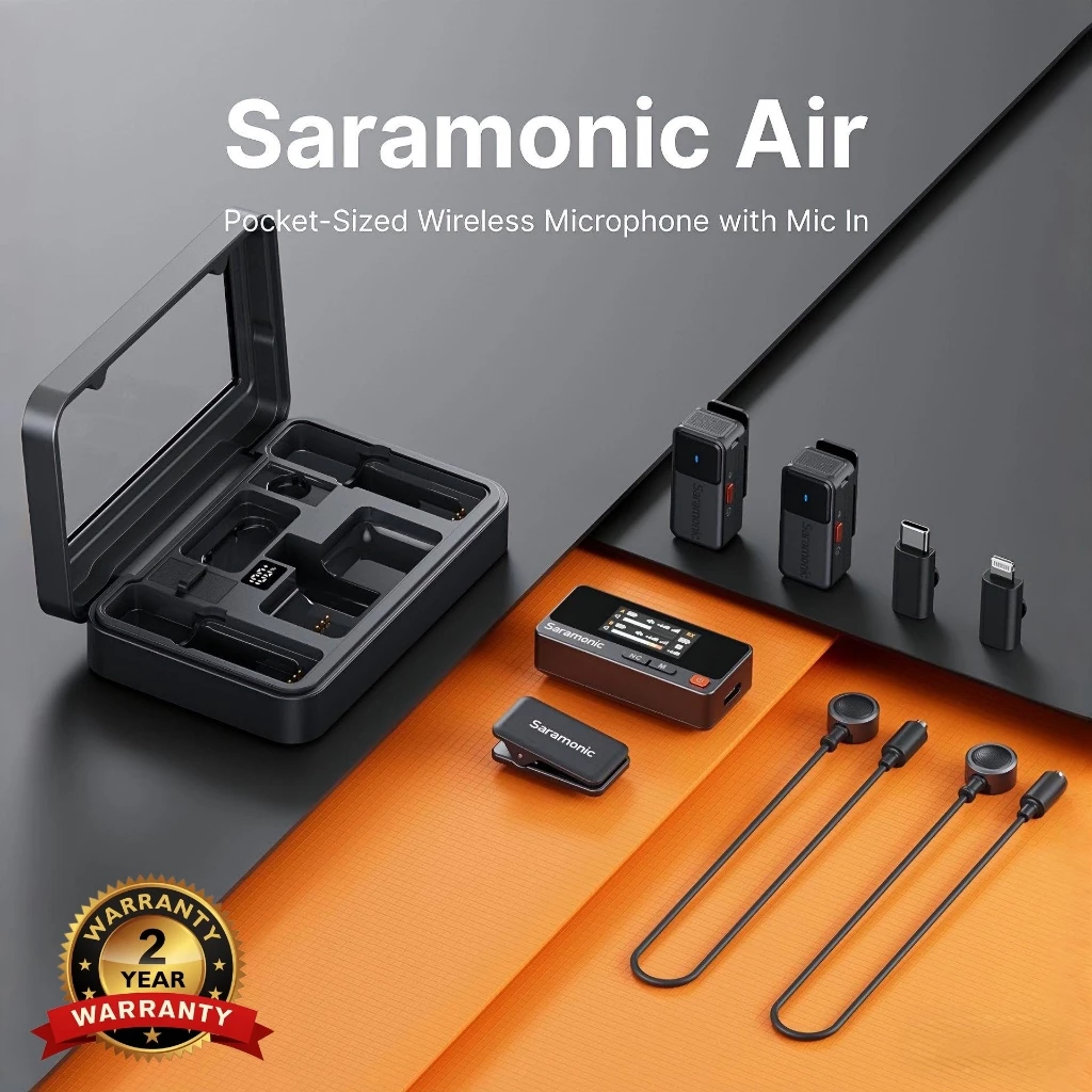 Saramonic Air Wireless Microphone Clip On Lavalier HP Camera Recording Vlog Live Mikrofon Nirkabel