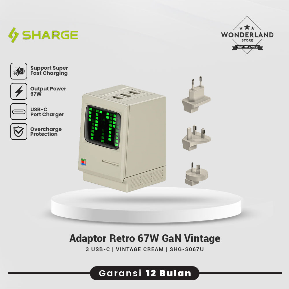 Sharger Adaptor Retro 35W 67W USB-C Charger Vintage Tech Macintosh Design GaN Fast Charging