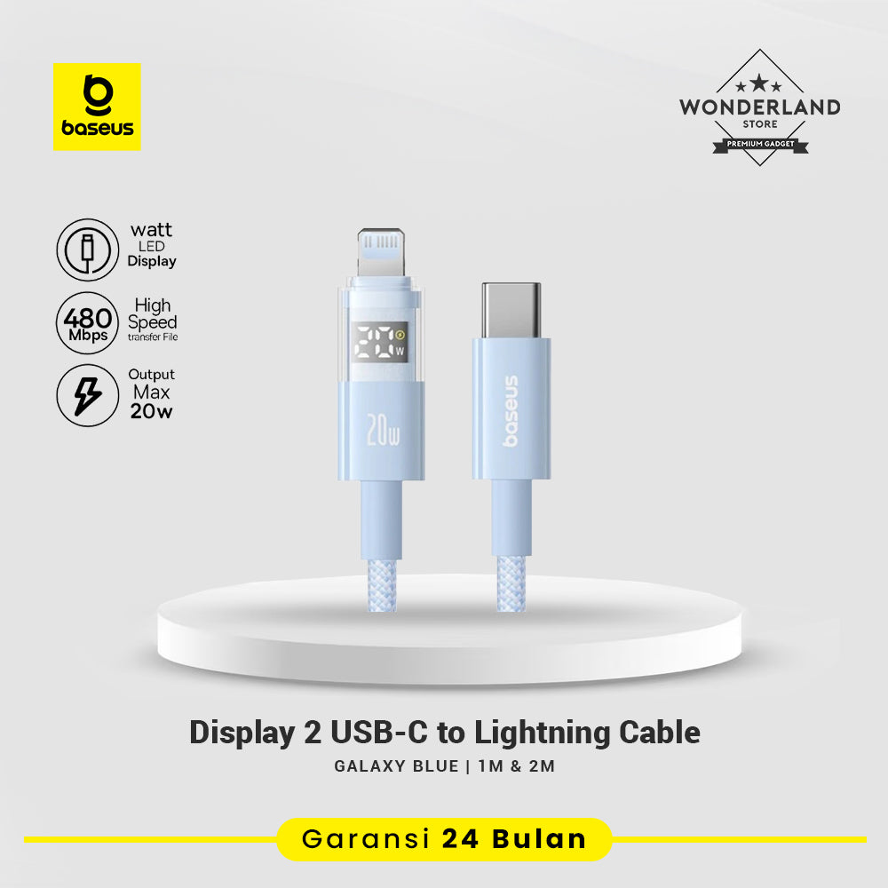 Baseus Display 2 Kabel Data USB-C to Lightning 20W Nylon Braided Fast Charging