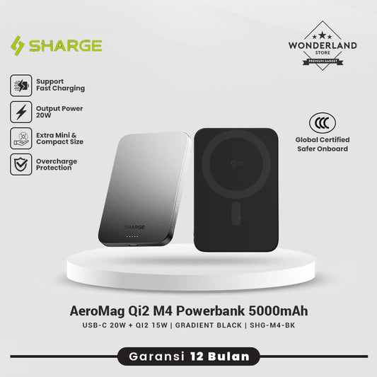 Sharge CCC Powerbank Magsafe AeroMag M4 Qi2 5000mAh 10000mAh Qi2 15W PD 20W