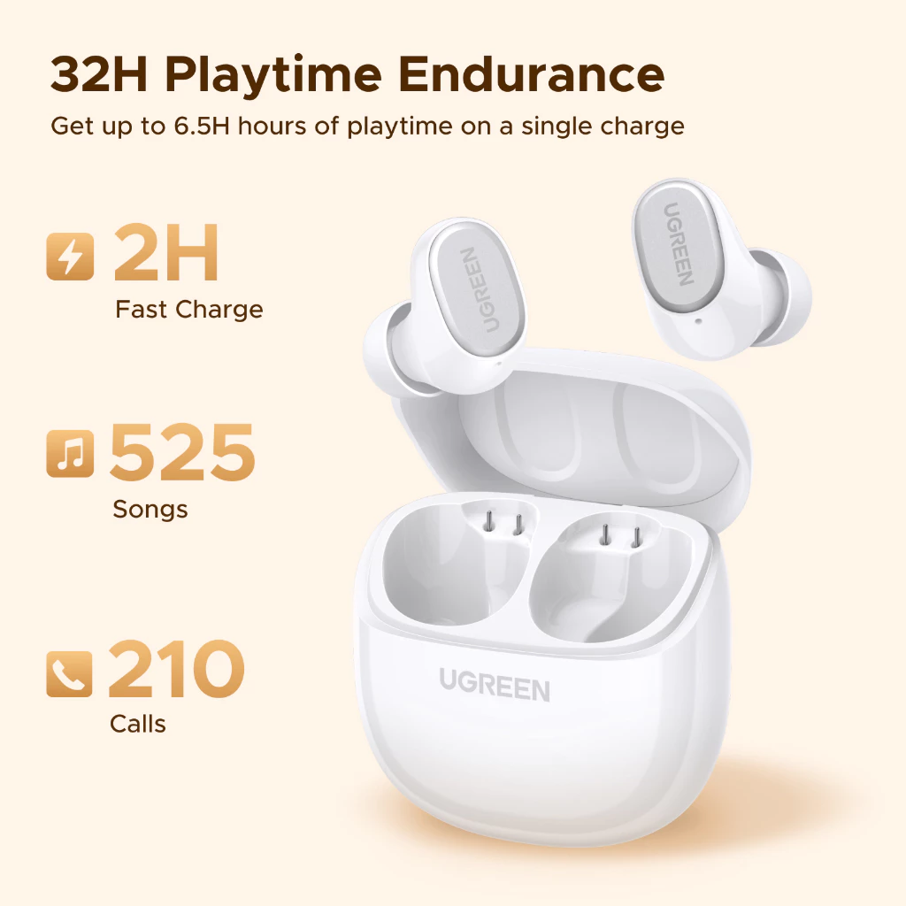 Ugreen Dots TWS Earphones Bluetooth 6.0 AI Clear Call Earbuds with Big Bass Headphones Wireless
