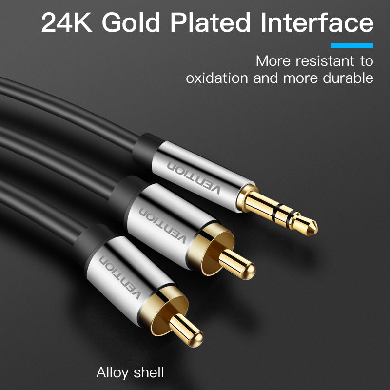Vention Kabel Adapter Cable Jack Audio 3.5mm Male to 2 RCA Male High Quality - BCF