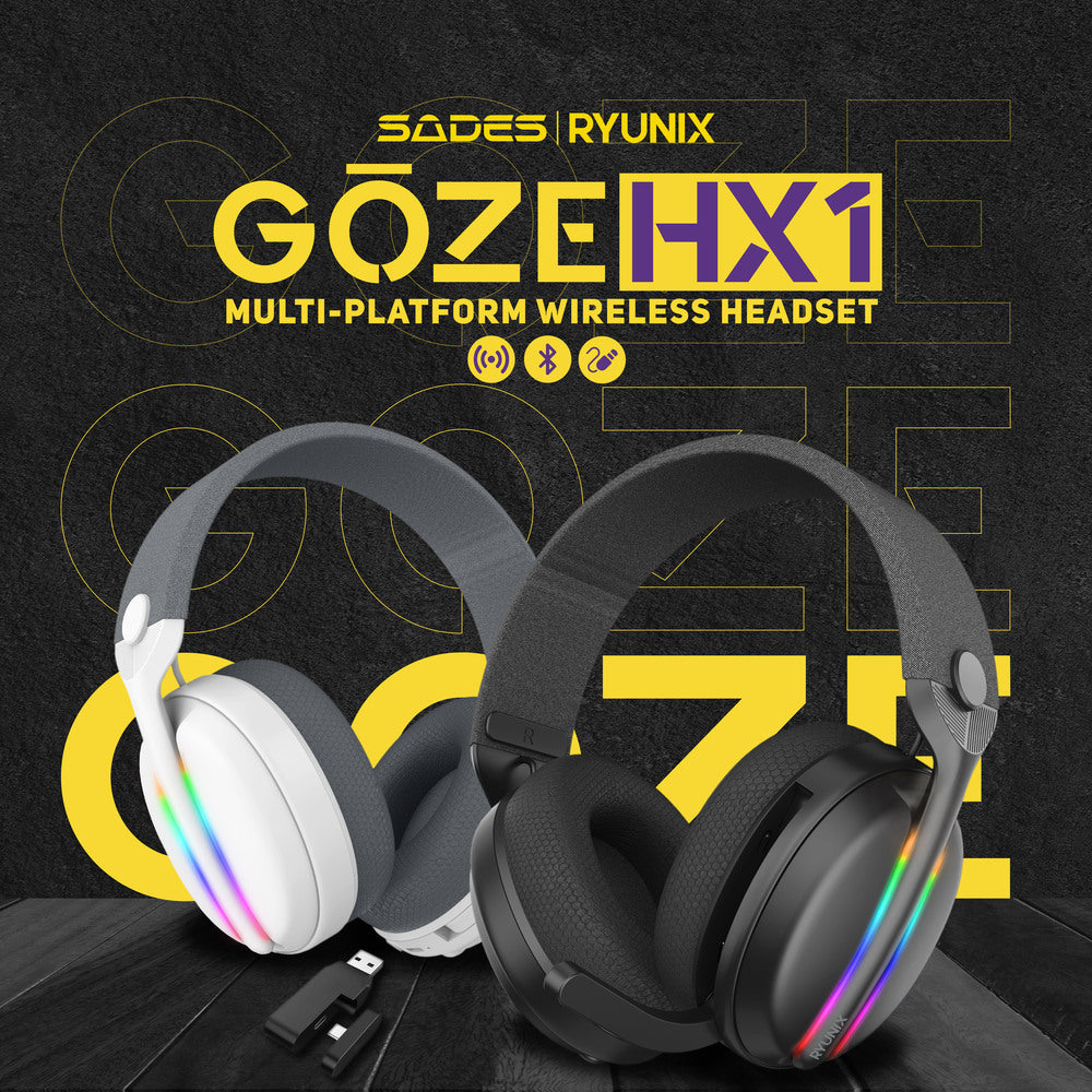 Sades Ryunix Goze HX1 Headset Gaming Wireless Bluetooth Tri Mode Connection