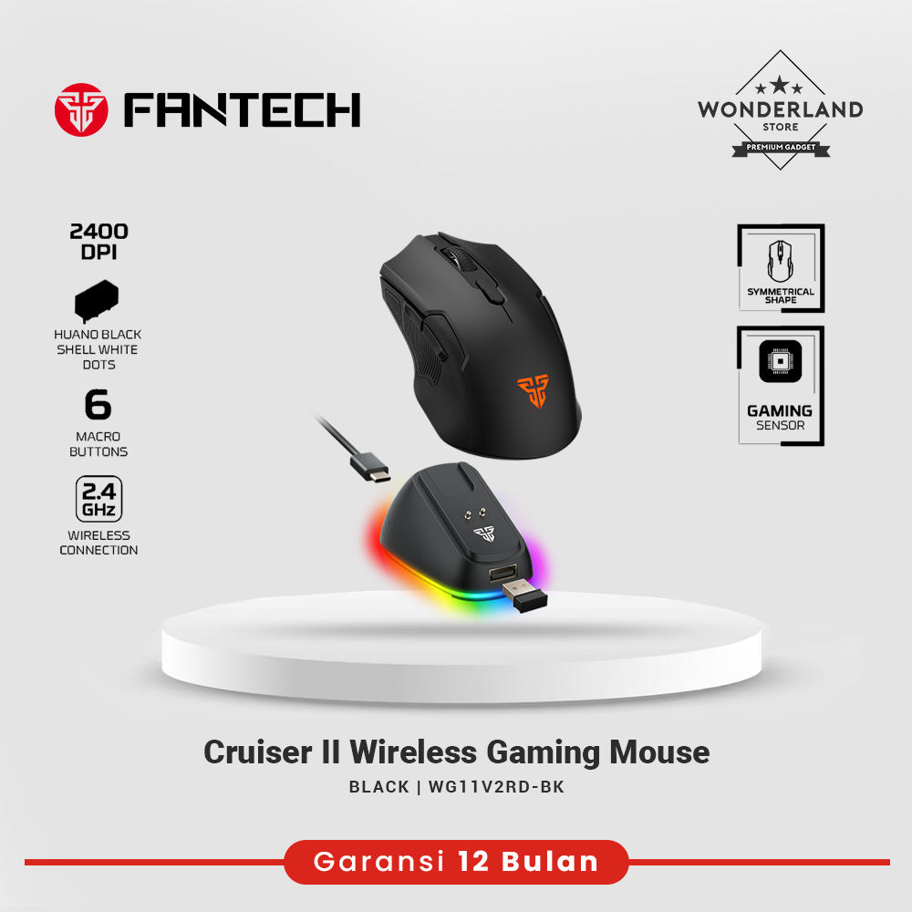 Fantech Cruiser II WG11V2RD Wireless Gaming Mouse Rechargeable 2400 DPI Includes Charging Dock