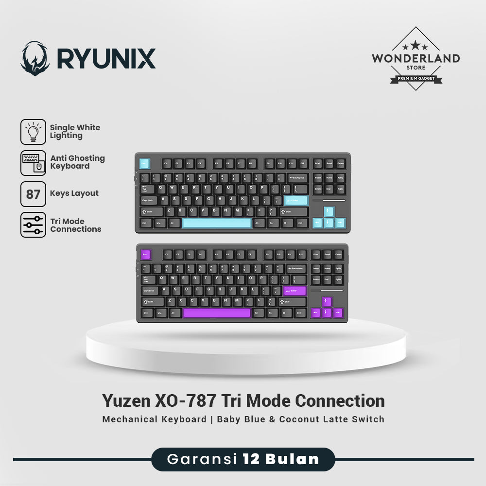 Sades Ryunix Yuzen Keyboard Gaming Mechanical XO-787 TKL Hot Swap Gasket Tri Mode Connection