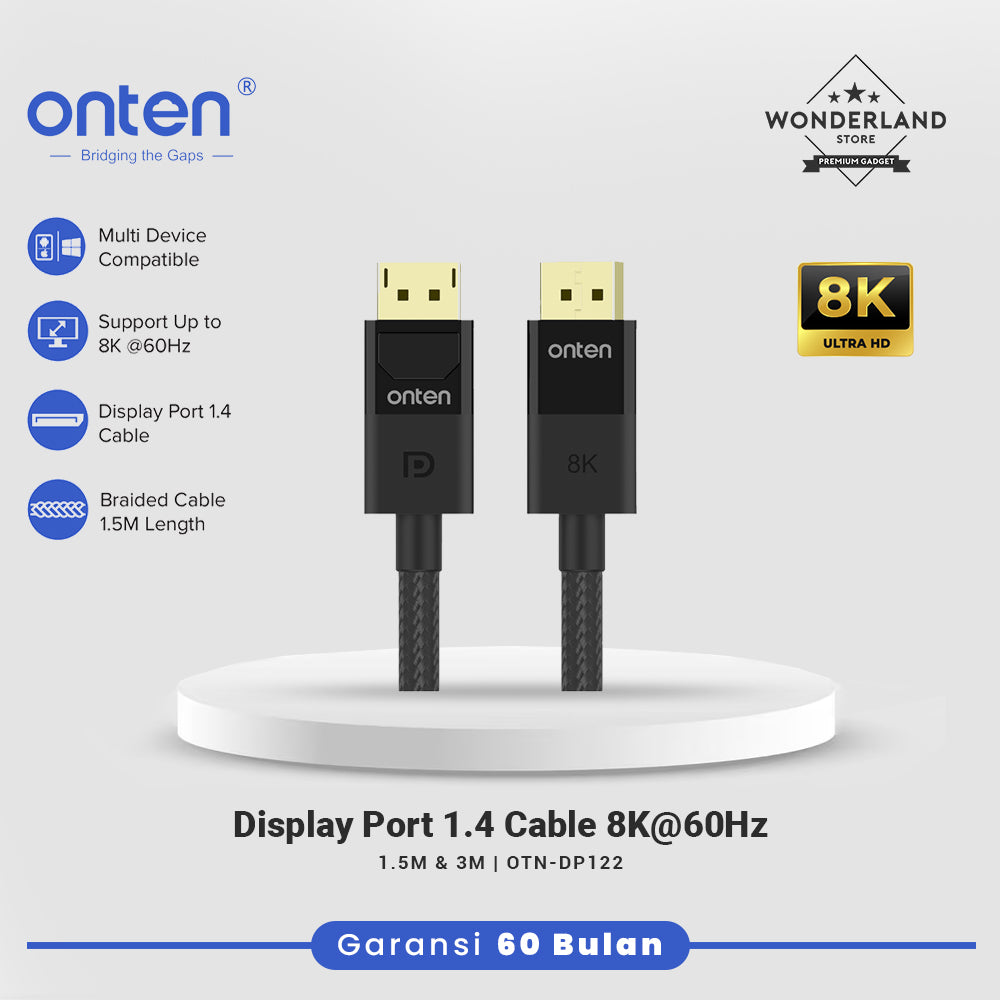 Onten Kabel DP TO DP Display Port 1.4 8K @60Hz Ultra High Speed Multi Device OTN-DP122