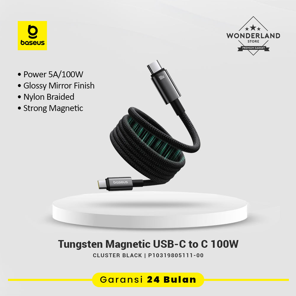 Baseus Tungsten Magnetic USB-C to C 100W Kabel USB-C Nylon Braided Zinc Alloy