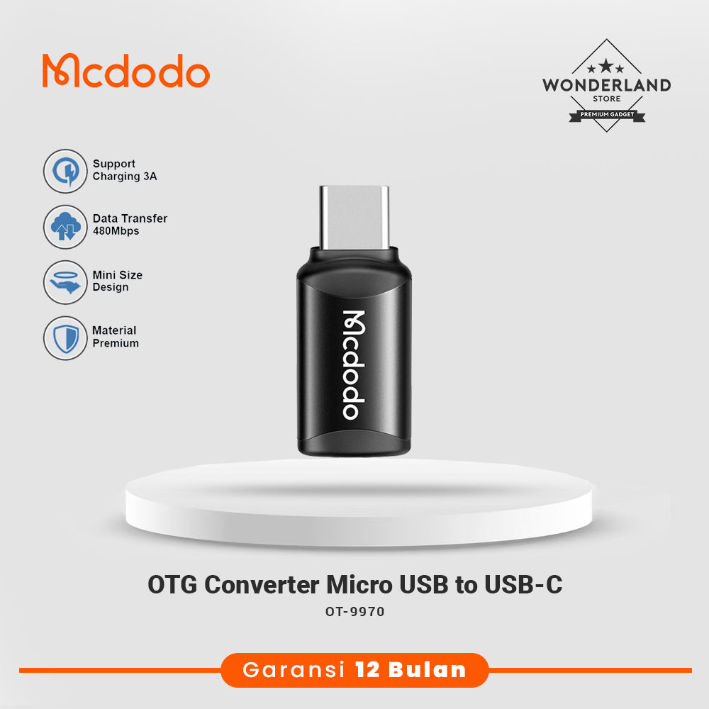 Mcdodo Converter Micro USB to USB-C 3A Adapter OTG Plug and Play OT-9970
