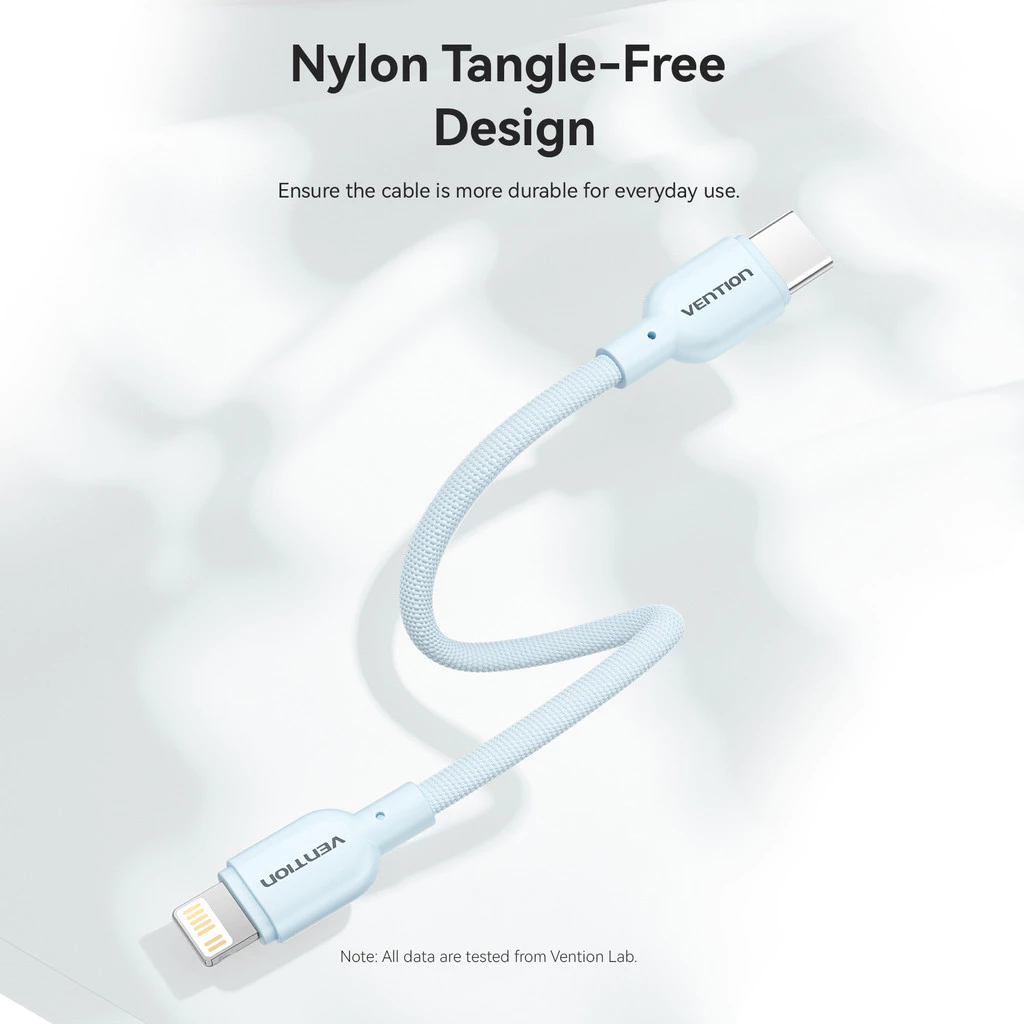 Vention Kabel Powerbank Pendek USB-C to Lightning Velo Series 27W 3A Fast Charging Nylon Braided