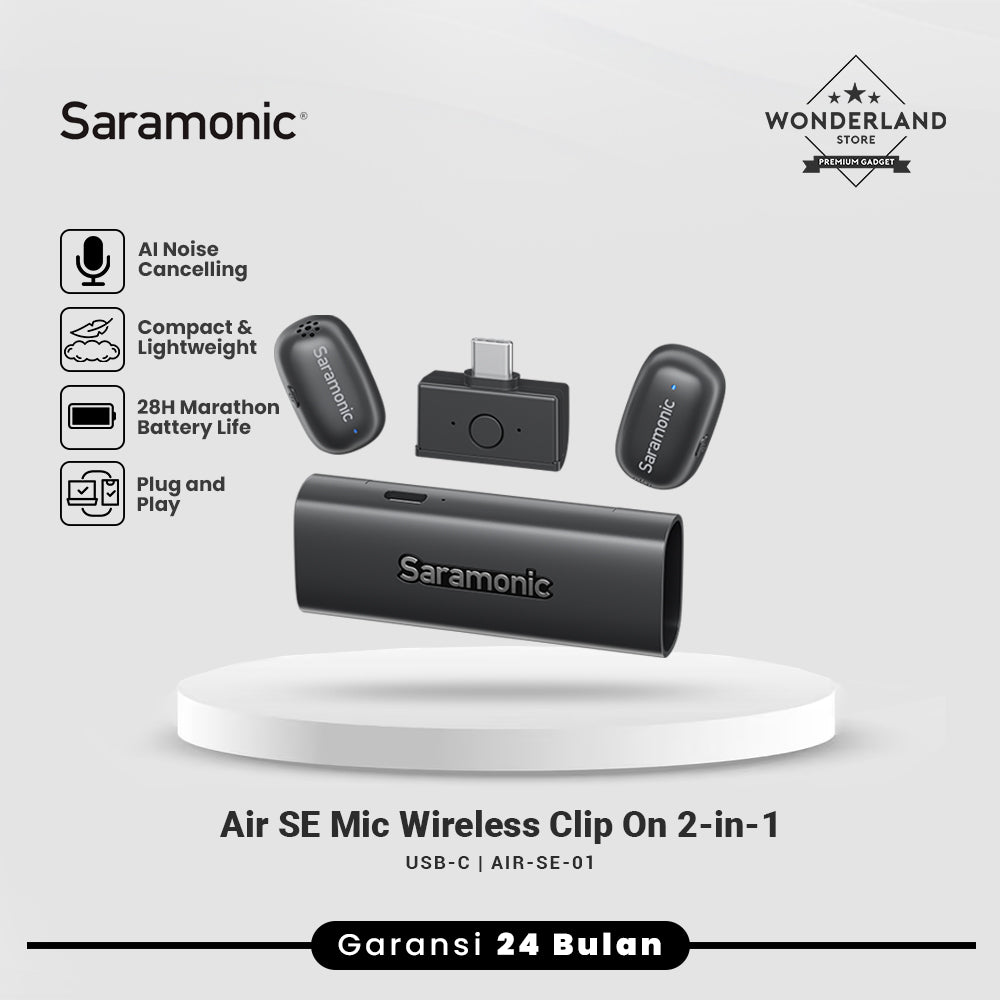 Saramonic Air SE Mic Wireless Clip On 2-in-1 Magnetic Mikrofon Super Mini Vlog HP with Charging Case