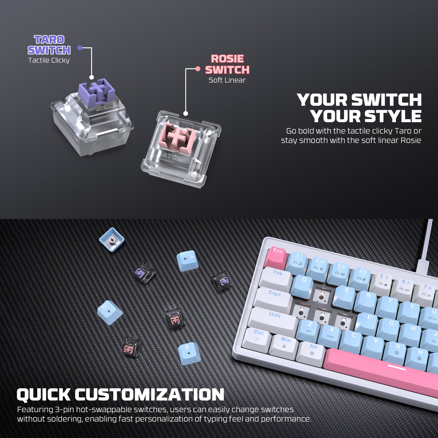 Fantech Atom X63 / X83 MK611 MK612 Wired Mechanical Gaming Keyboard Ame Edition