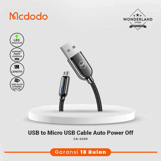 Mcdodo Kabel Micro USB 2A Auto Power Off LED Indicator CA-6200