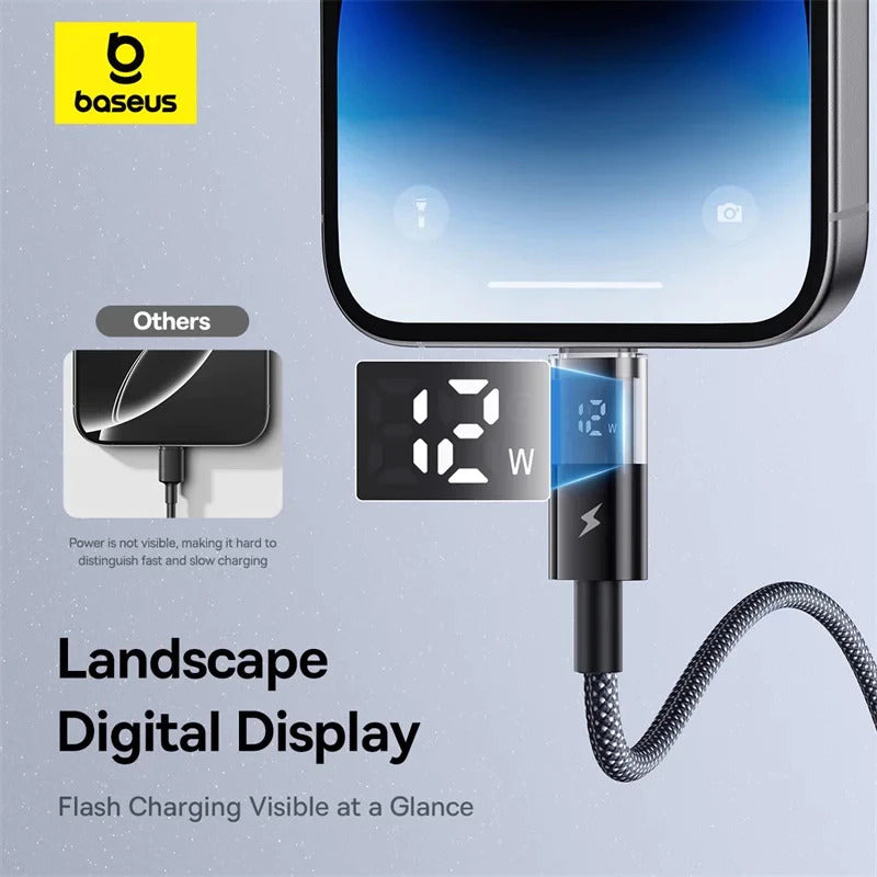 Baseus Display 2 Kabel Data USB to Lightning 2.4A Display Indicator Fast Charging