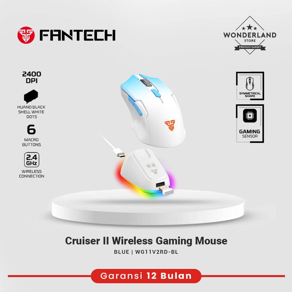 Fantech Cruiser II WG11V2RD Wireless Gaming Mouse Rechargeable 2400 DPI Includes Charging Dock
