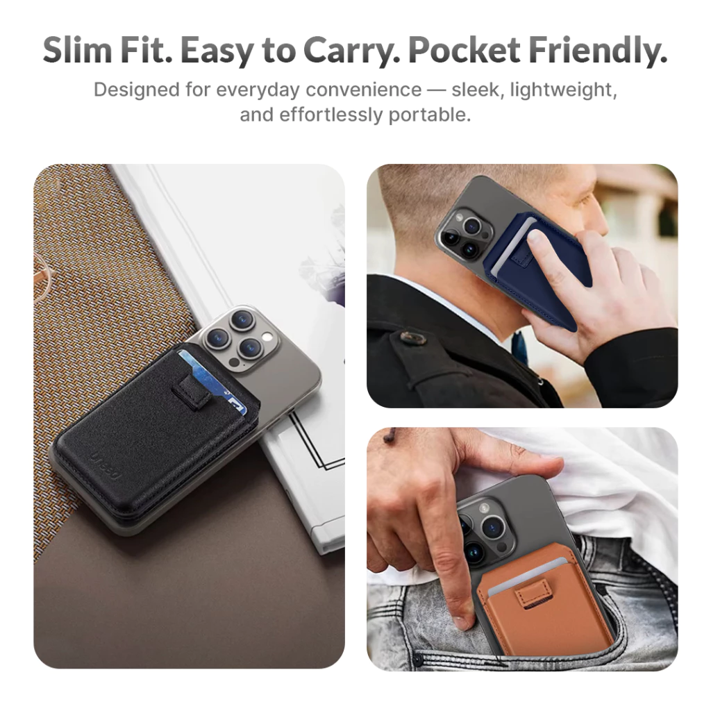 Uneed MagSafe Phone Stand with RFID Leather Slim Card Wallet - UPH918