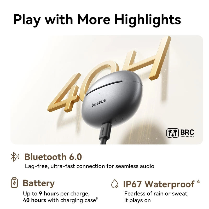 Baseus Bowie MC1 Pro Open-Ear True Wireless Earbuds Hi-Res Super Bass Earphone Clip