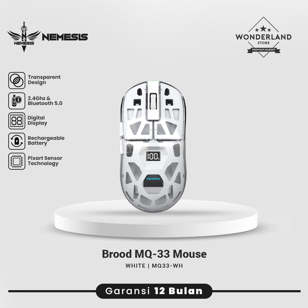 Nemesis Brood MQ-33 Mouse Wireless Gaming Transparent with Digital Display