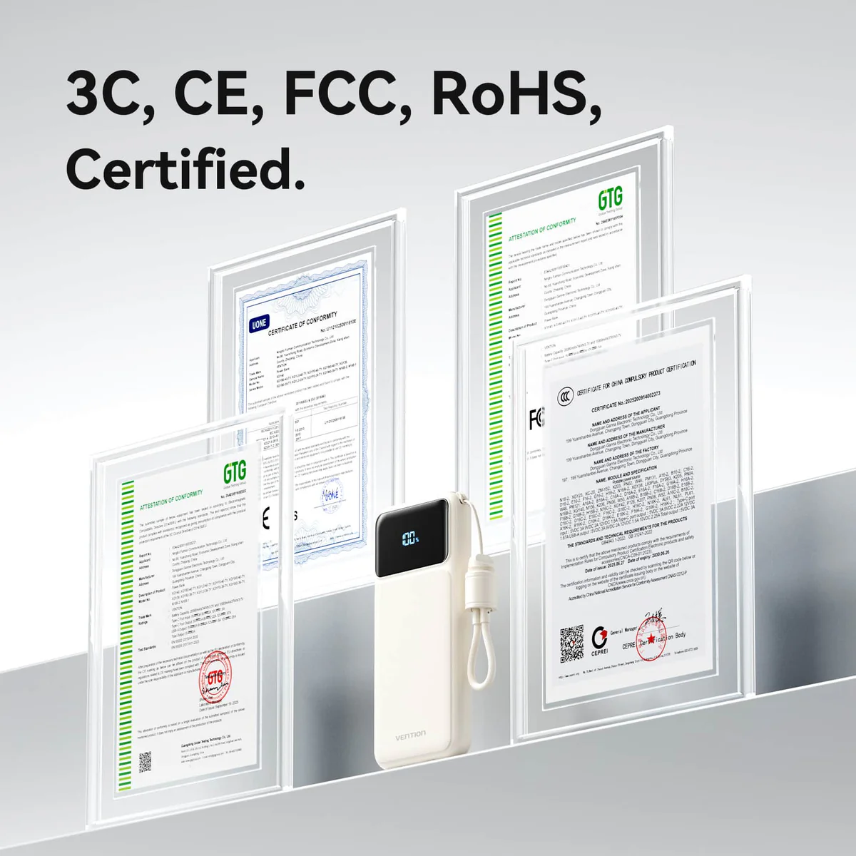 Vention CCC Powerbank Velo Series 22.5W USB-C+USB-A 10000mAh 20000mAh XGY-39 XGY-40