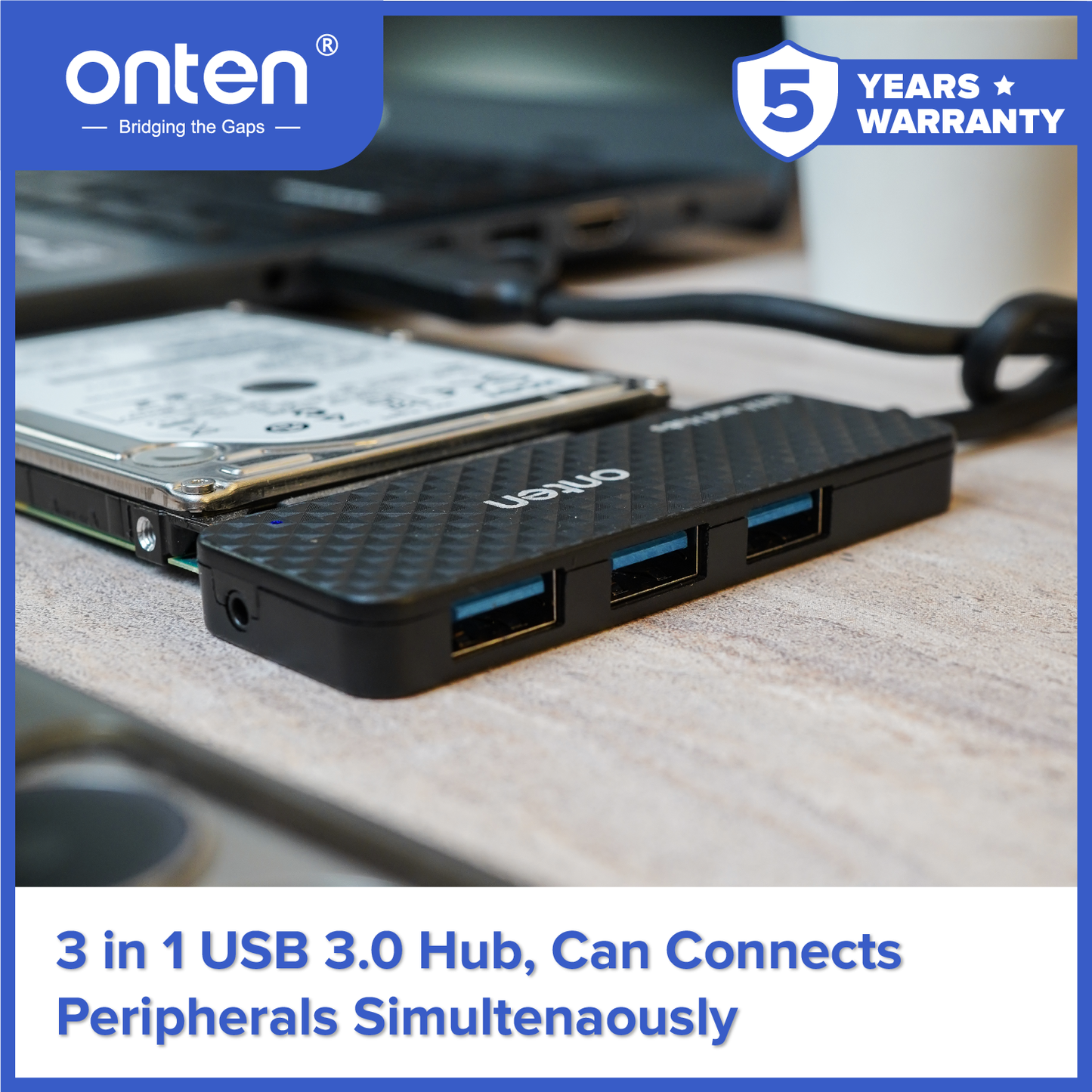 Onten Kabel USB3.0 + USB-C OTG to SATA Reader 2.5 HUB High Speed OTN-UCA312