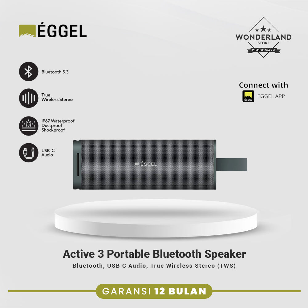 Eggel Active 3 Waterproof Portable Bluetooth Speaker TWS Mode 5 EQ Modes + Custom EQ