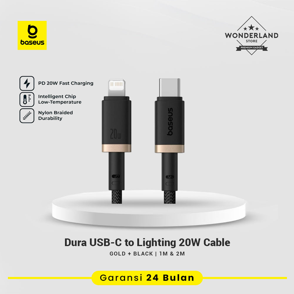 Baseus Dura Series Kabel Data iPhone USB-C to Lightning 20W Nylon Braided Material Fast Charging