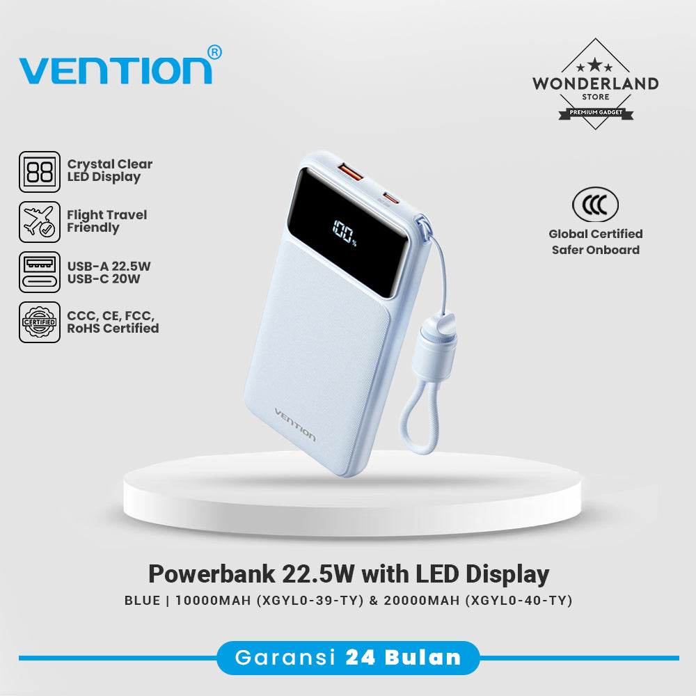 Vention CCC Powerbank Velo Series 22.5W USB-C+USB-A 10000mAh 20000mAh XGY-39 XGY-40