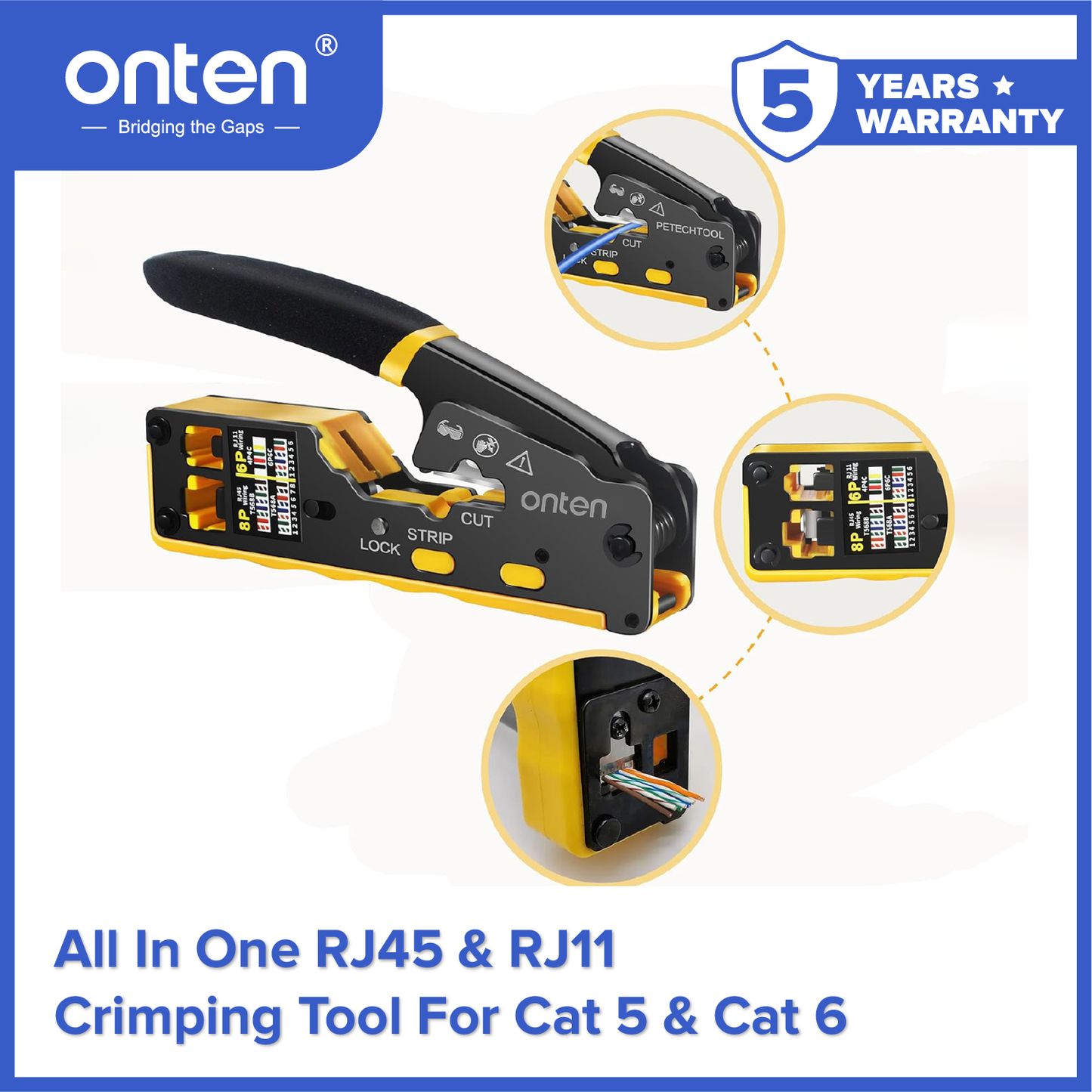 Onten Tang Crimping Tool LAN Network Cable Stripping RJ45 RJ 11 OTN-E992