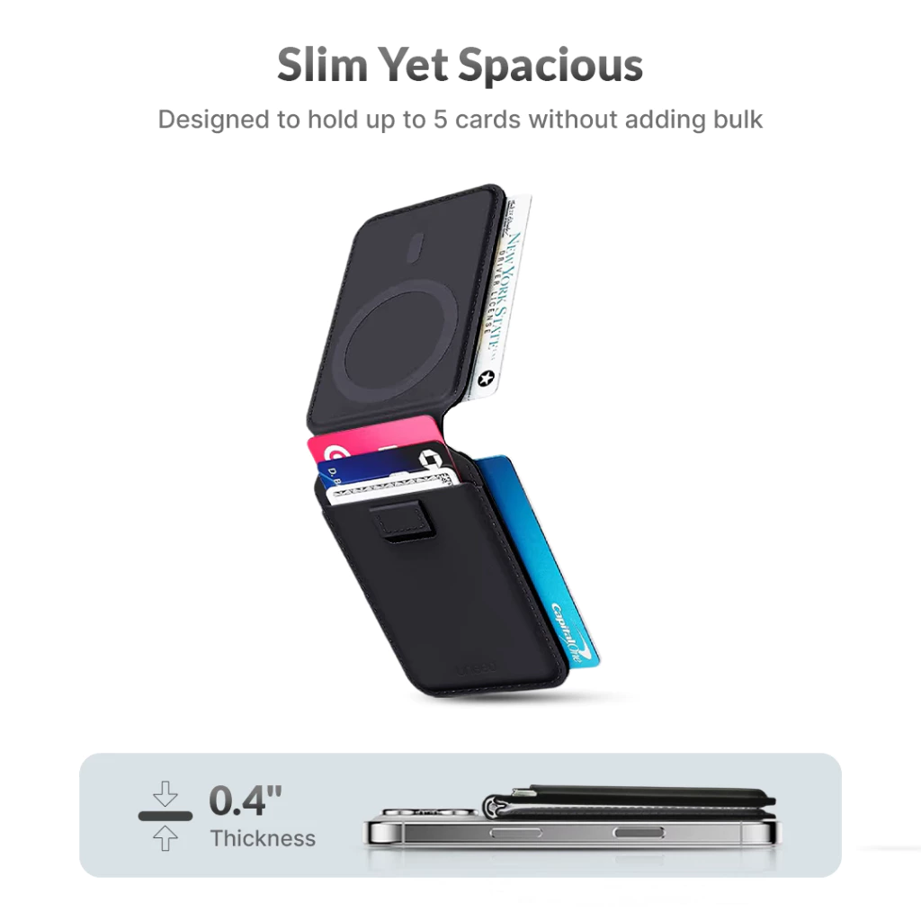 Uneed MagSafe Phone Stand with RFID Leather Slim Card Wallet - UPH918