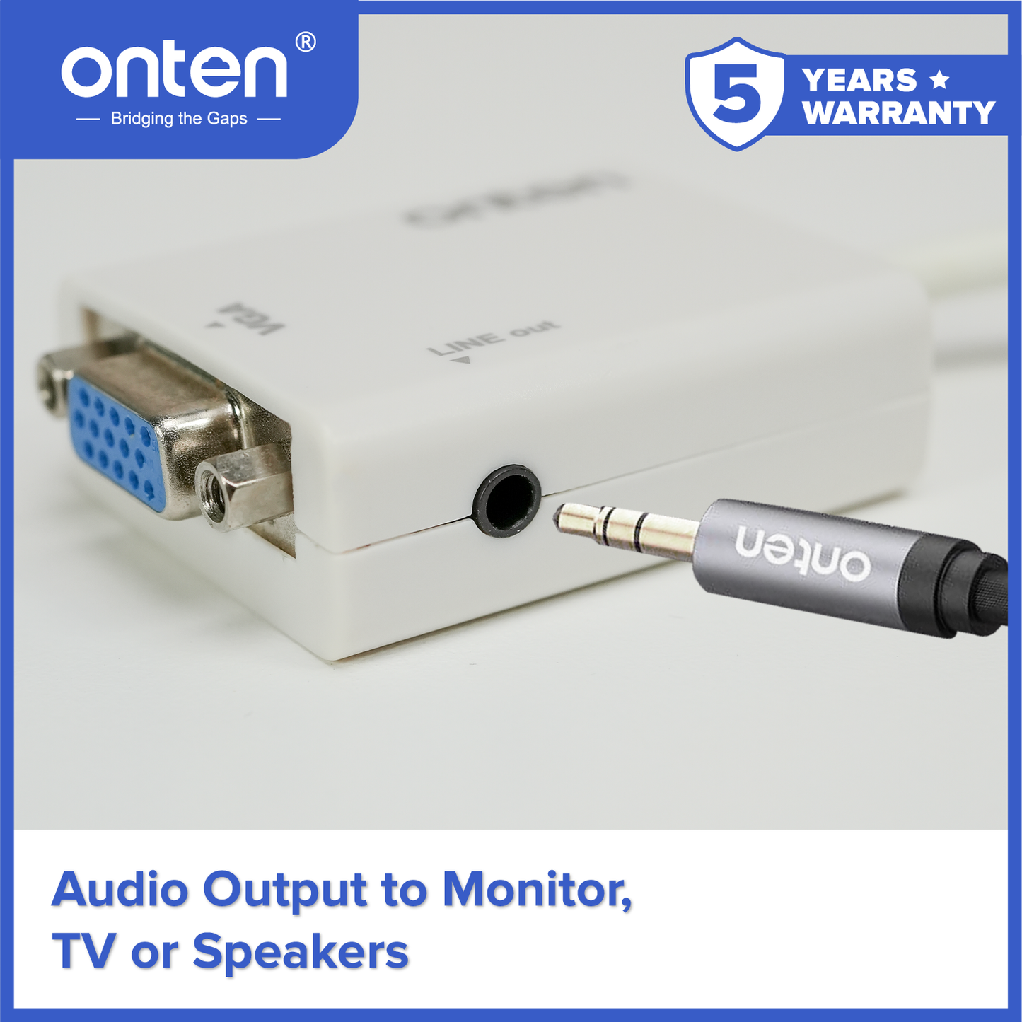 Onten HDMI to VGA Adapter with Audio Jack 3.5mm 1080P OTN-5168