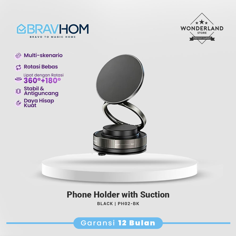Bravhom PC02 Magnetic Phone Holder Vacuum Suction Strong Magnet 360 Rotatable