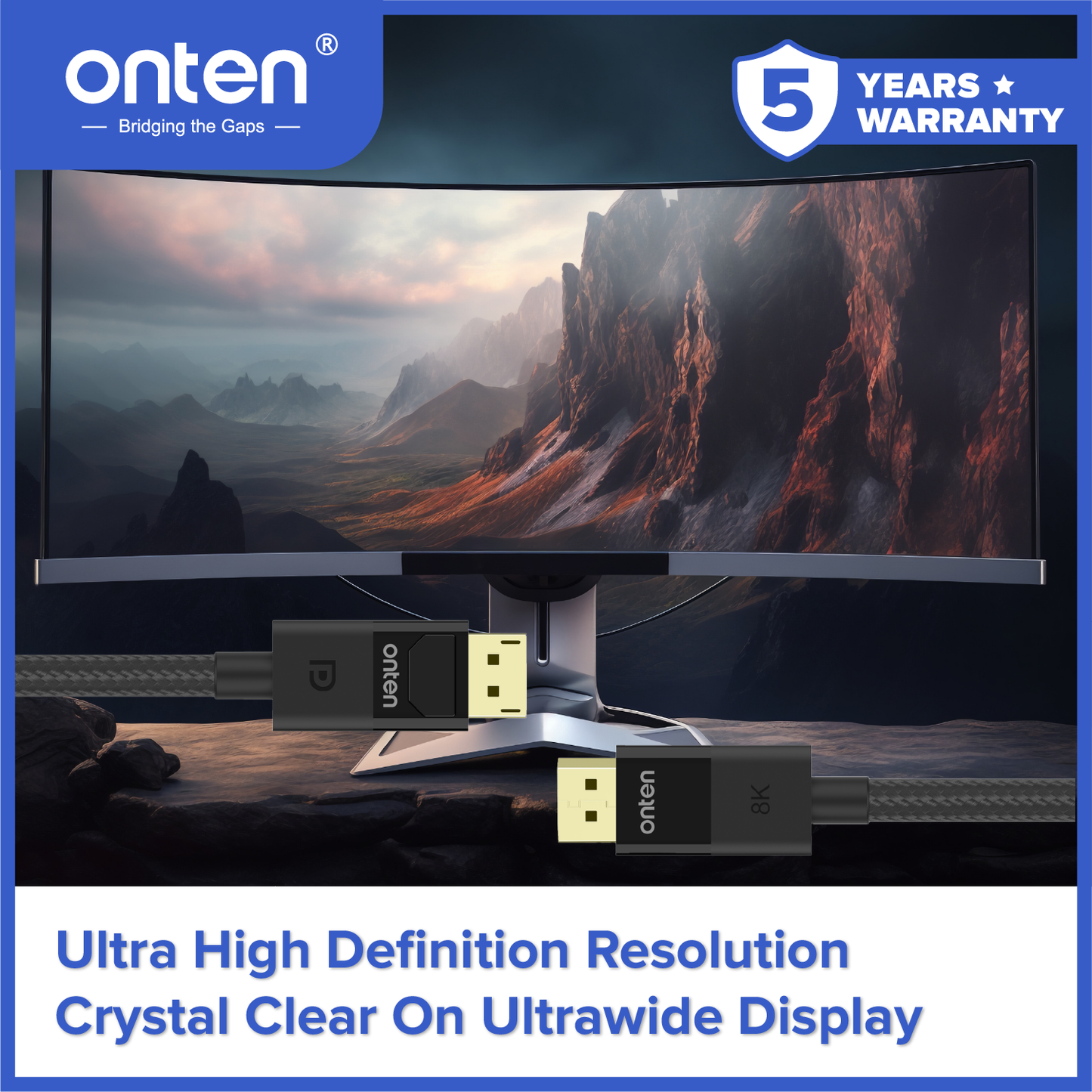 Onten Kabel DP TO DP Display Port 1.4 8K @60Hz Ultra High Speed Multi Device OTN-DP122