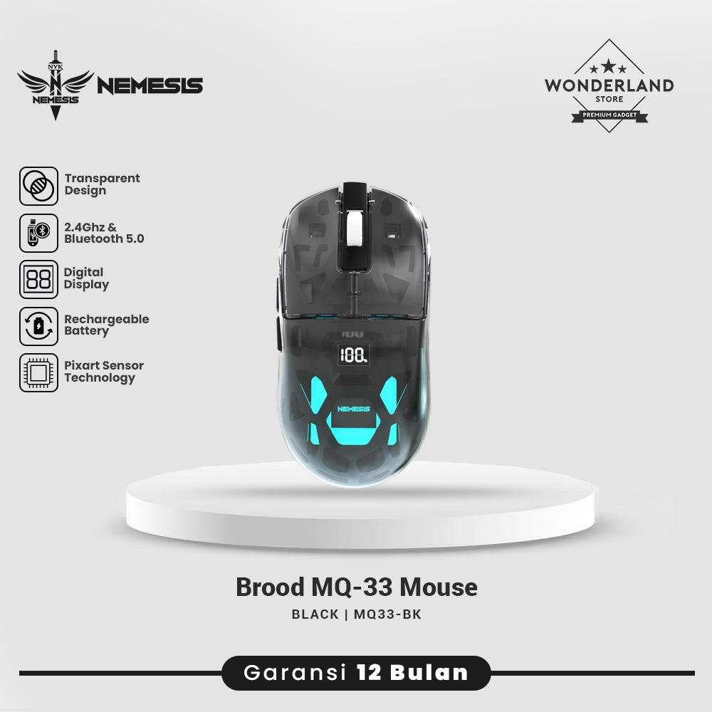 Nemesis Brood MQ-33 Mouse Wireless Gaming Transparent with Digital Display