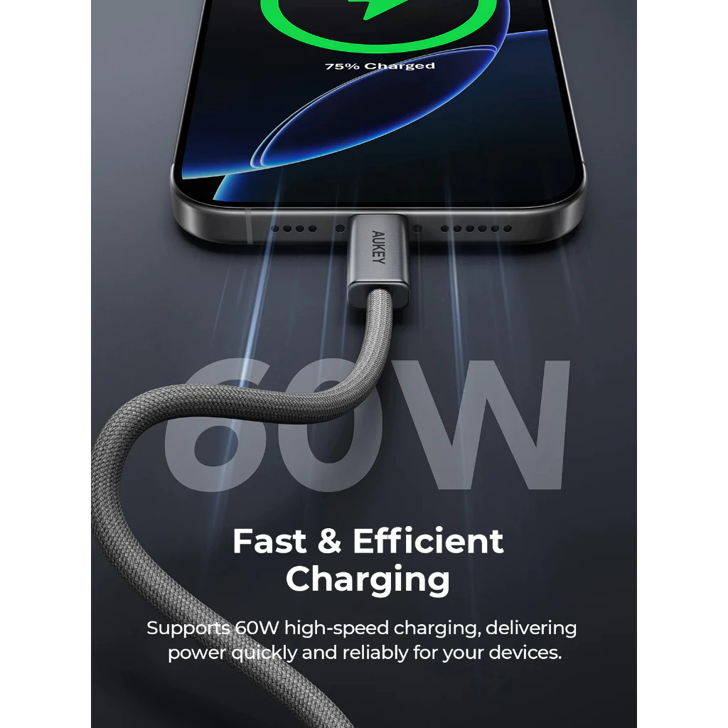 Aukey Circle Blink Kabel Charger USB-C to USB-C 240W Fast Charging Nylon Braided