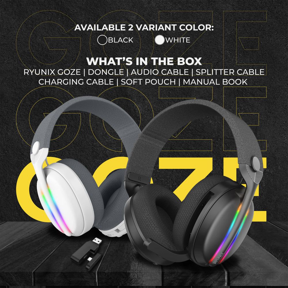 Sades Ryunix Goze HX1 Headset Gaming Wireless Bluetooth Tri Mode Connection