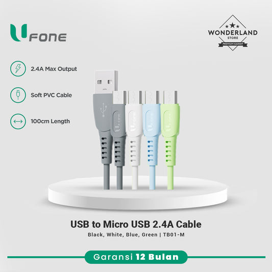 U1me x Ufone Kabel Data USB to Micro USB 2.4A Fast Charging