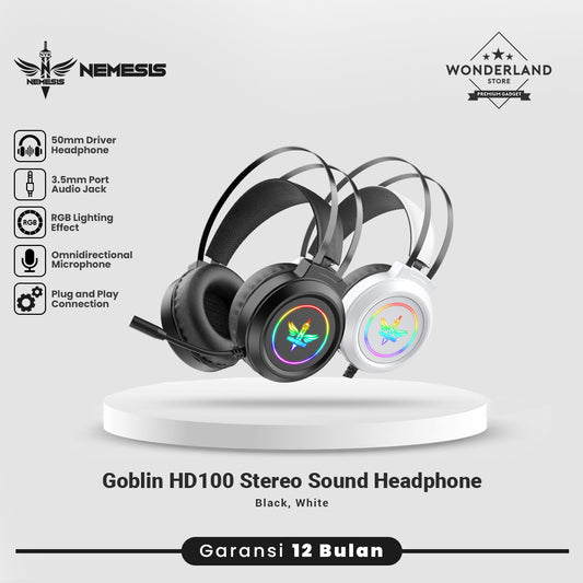 NYK Nemesis Goblin HD100 Wired Headphone 50mm Driver Stereo Sound Jack 3.5mm with Microphone
