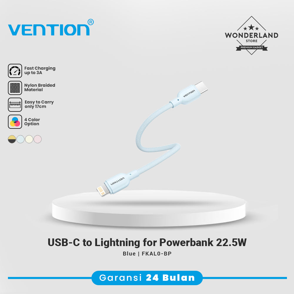 Vention Kabel Powerbank Pendek USB-C to Lightning Velo Series 27W 3A Fast Charging Nylon Braided