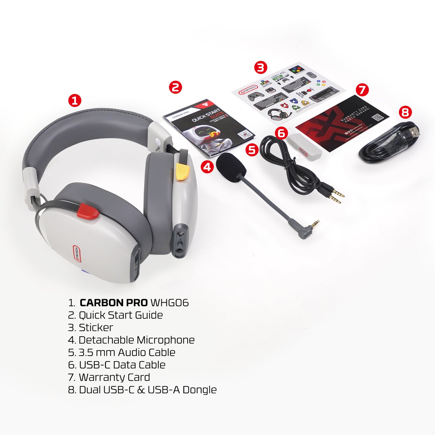 Fantech Super Max Fit Carbon Pro WHG06 Quad Connections Headset Headphone Wireless 2.4Ghz Bluetooth