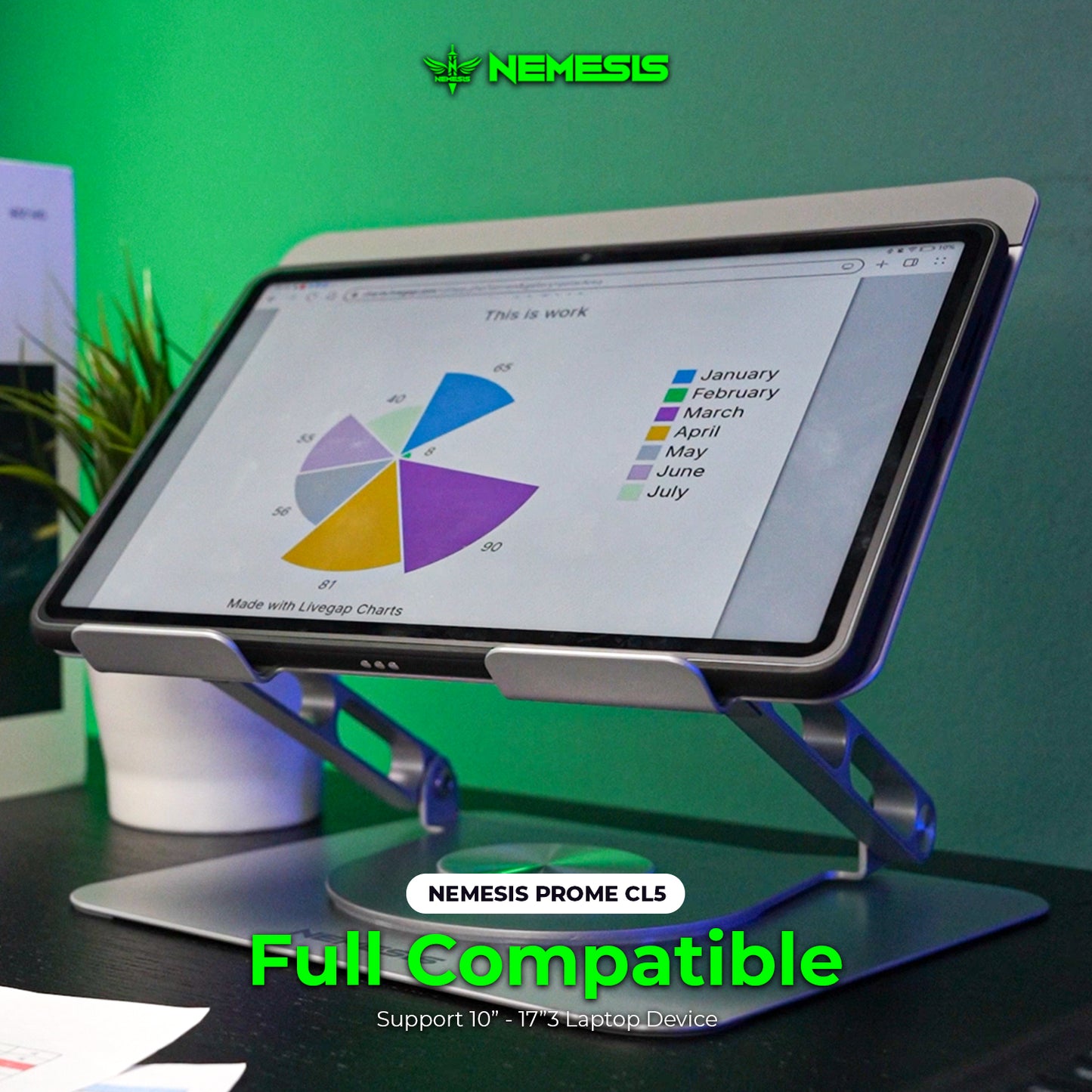Nemesis Stand Laptop Prome CL5 Ergonomic Rotate 360 Full Aluminium
