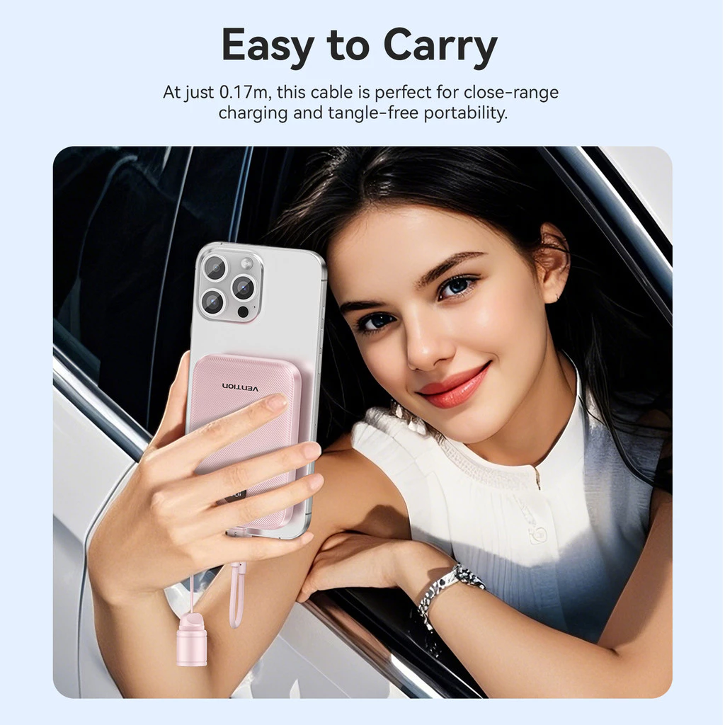 Vention Kabel Powerbank Pendek USB-C to Lightning Velo Series 27W 3A Fast Charging Nylon Braided