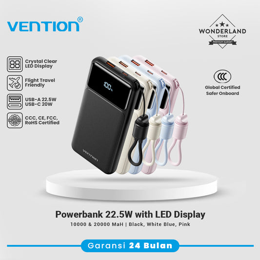Vention CCC Powerbank Velo Series 22.5W USB-C+USB-A 10000mAh 20000mAh XGY-39 XGY-40