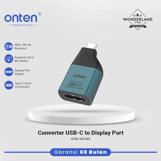 Onten Adapter Converter USB-C to Display Port 8K 60Hz OTN-UC103