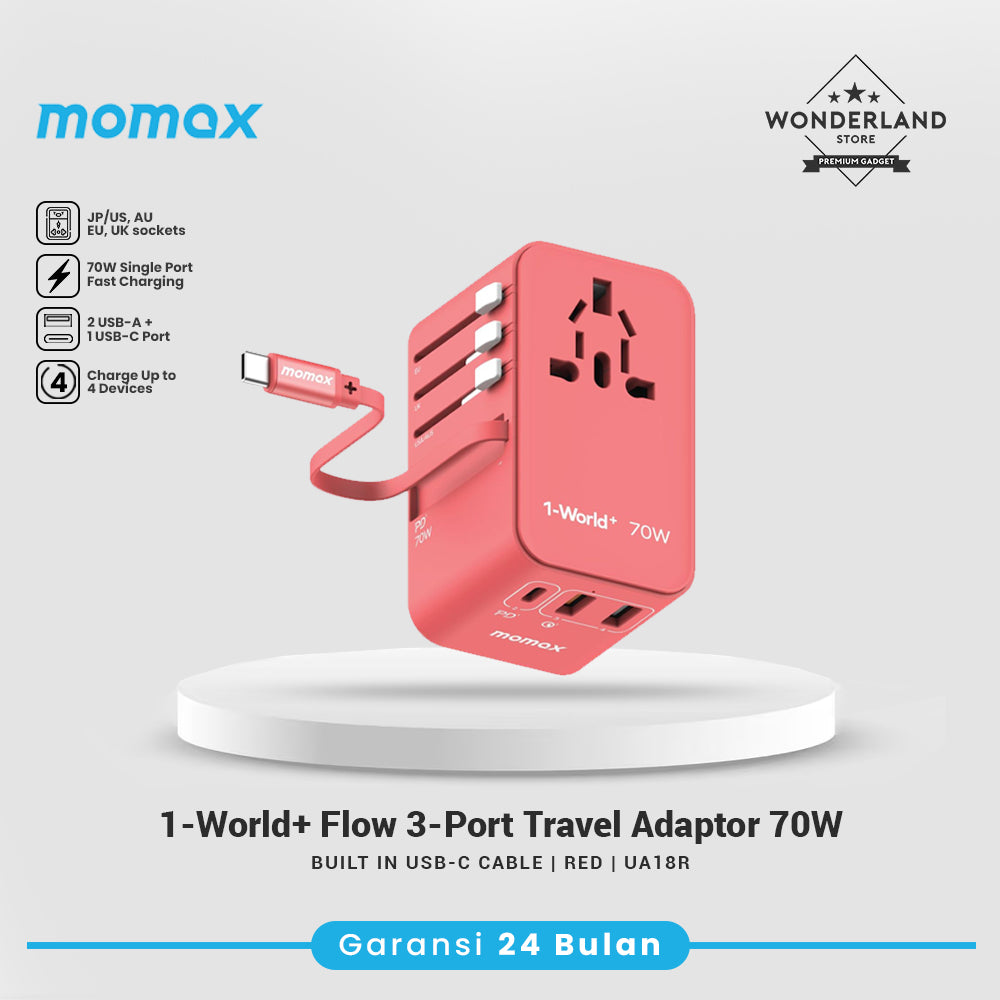 Momax Universal Travel Adaptor 1-World+ Flow 4-Port Travel Charger 35W/70W USB-C+USB-A UA18 UA21