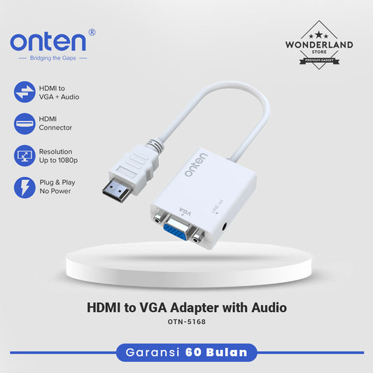 Onten HDMI to VGA Adapter with Audio Jack 3.5mm 1080P OTN-5168
