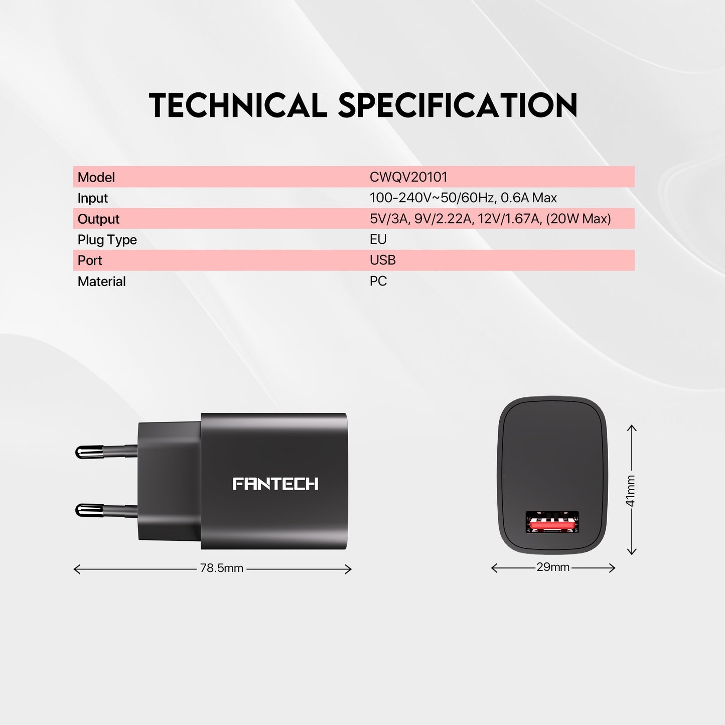 Fantech Adaptor 20W Charger Power Pure VOOC Flash Charging QC