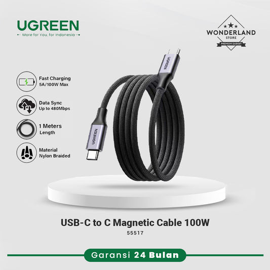 Ugreen USB-C to C Magnetic Cable 100W Self Wrapping Fast Charging PD PPS