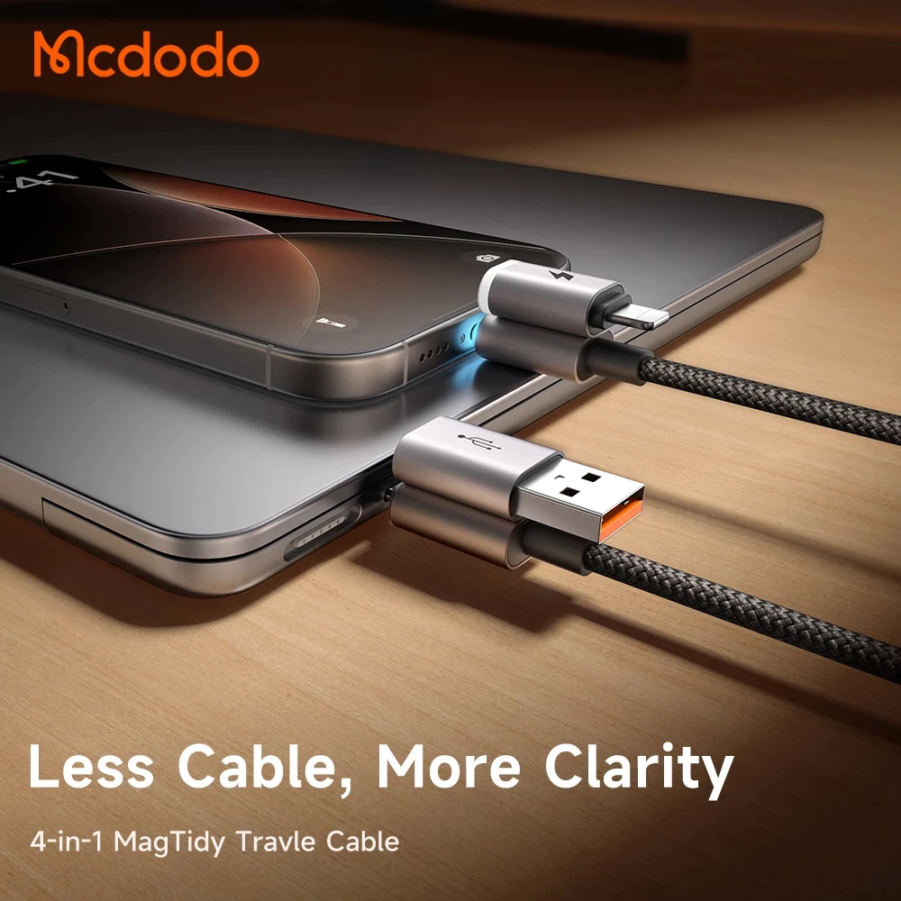 Mcdodo Kabel Magnetic 4 in 1 USB A + Type C To USB-C Lightning Fast Charging 60W For iPhone Android
