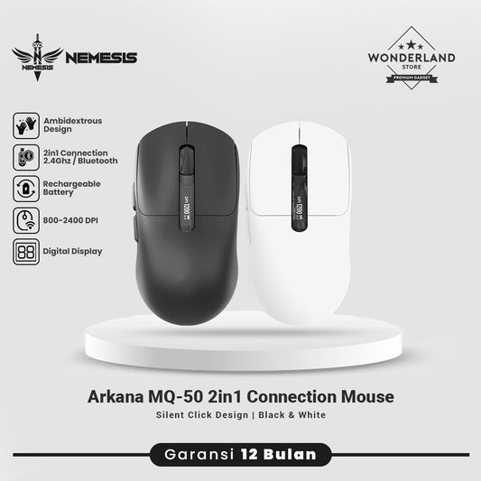 Nemesis Arkana MQ50 Mouse Wireless 2.4Ghz Dual Mode Rechargeable Battery with Digital Display MQ-50
