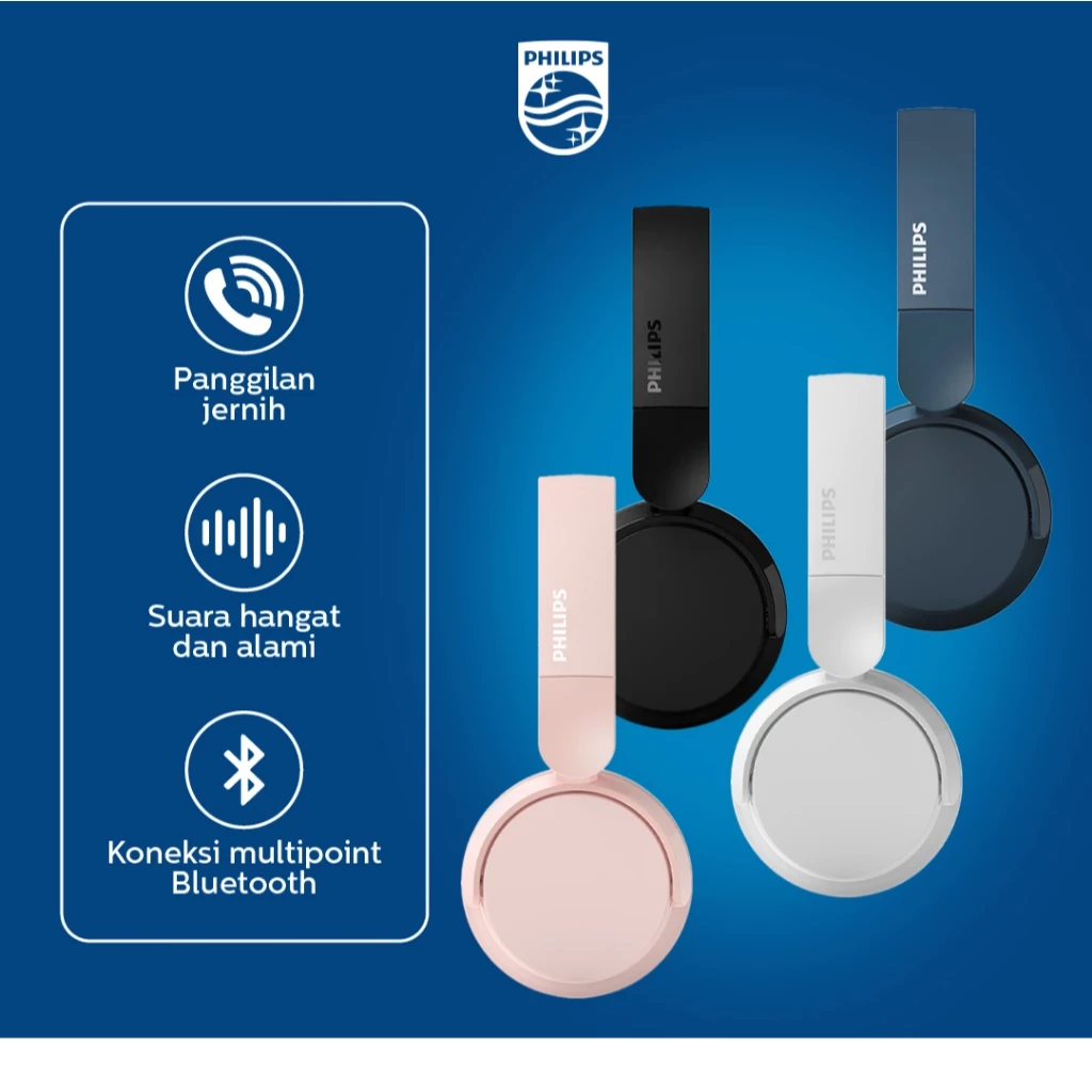 Philips TAH4209 On-ear Wireless Headphones Bluetooth 5.3, Clear Call, Foldable Design